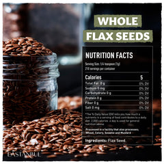 Eastanbul flax seed whole brown closeup highlighting crunchy texture for grinding