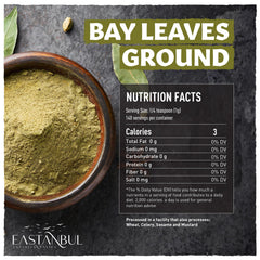 Eastanbul Ground Bay Leaves Powder being poured from a jar for stews