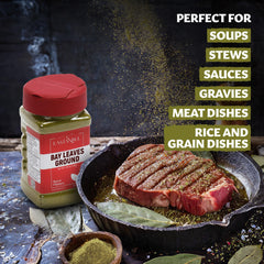 Eastanbul Ground Bay Leaves Powder being poured into a simmering pot