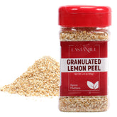 Eastanbul Lemon Peel granules in a jar, ideal for quick baking flavor boosts.