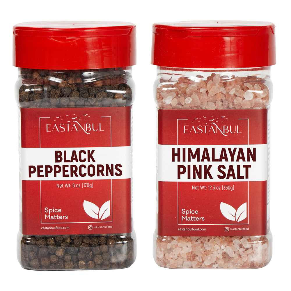 Eastanbul gift box with salt and pepper grinder refills for gifting.