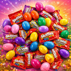 Easter eggs filled with Skittles and Life Savers gummies for flavor variety