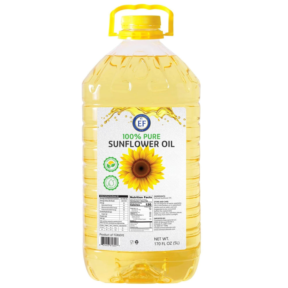 Eastern Feast sunflower oil bottle pouring for versatile cooking.