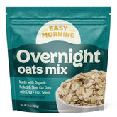 Easy Morning Overnight Oatmeal Mix in packaging, ideal for a quick breakfast.