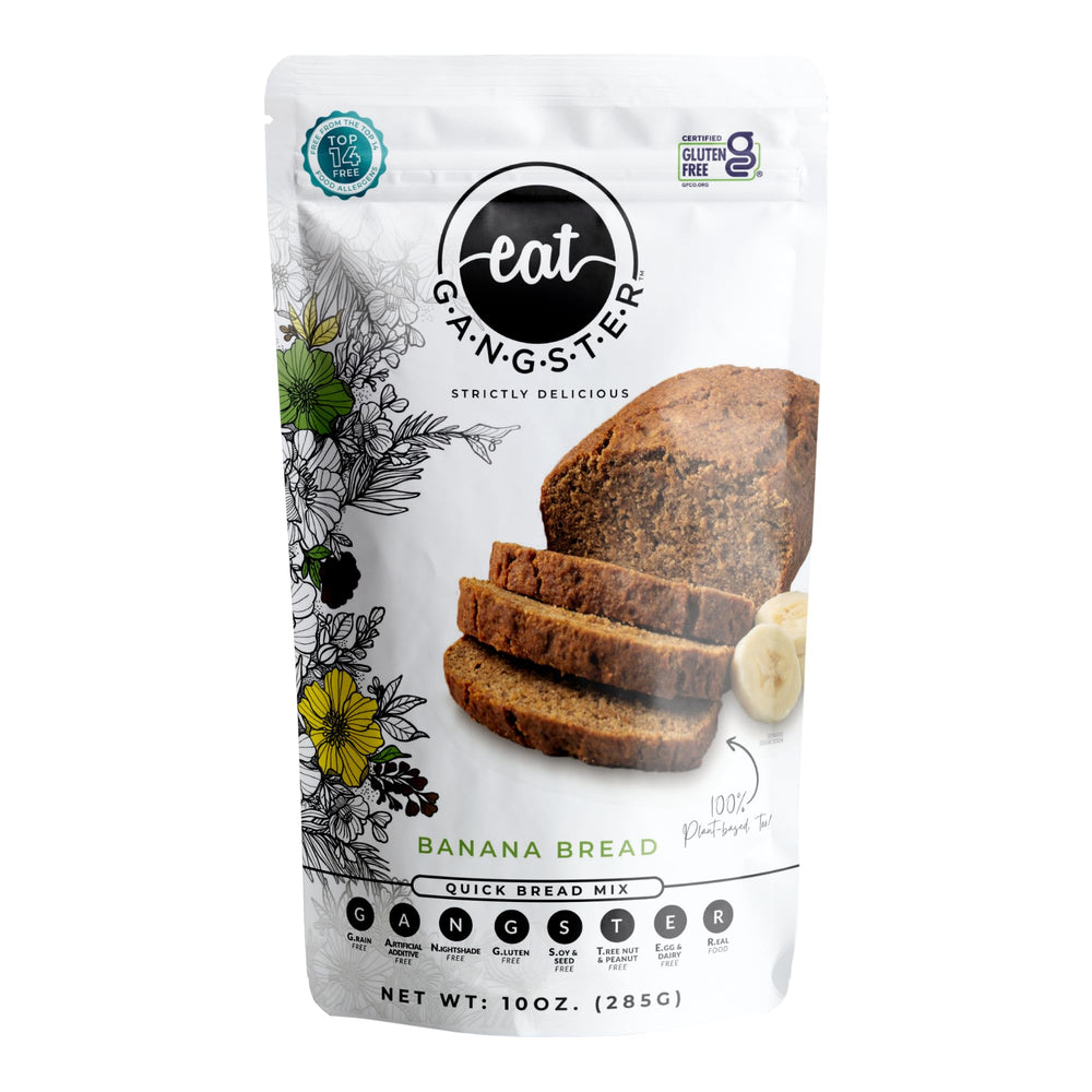eat G.A.N.G.S.T.E.R. banana bread mix in a bowl ready for grain-free batter.