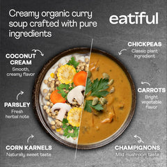EATIFUL Curry Soup bowl with mushrooms and corn for a hearty lunch