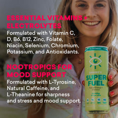Sparkling color and fizz of EBOOST Super Fuel for a refreshing energy boost