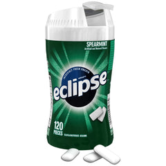 Closeup of Eclipse spearmint gum mint core and flavor burst
