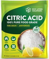 Eco Living Solutions citric acid powder in a jar for cleaning and cooking