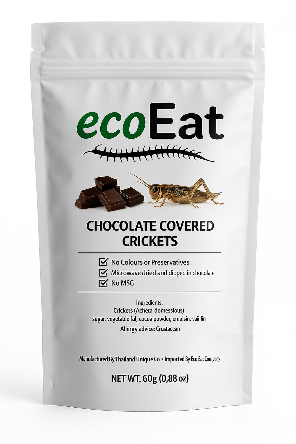 ecoeat big crickets dark chocolate dipped snack offering protein-rich pleasure