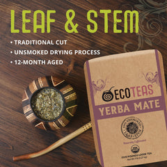 ECOTEAS Yerba Mate in a French press presents a bold, earthy flavor.