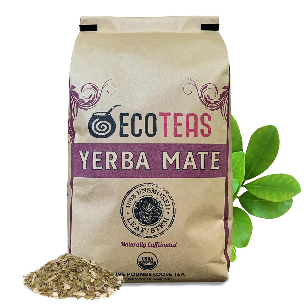 ECOTEAS Yerba Mate leaf-stem-cut is ready for traditional brewing with bombilla or gourd.