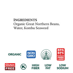 Eden Great Northern Beans nutrition facts card—high fiber protein option.