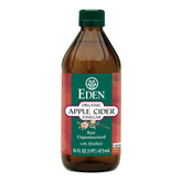 Eden Organic Apple Cider Vinegar bottle with amber glass preserves flavor and vitality.