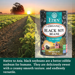 Close-up of Eden Black Soybeans beans, glossy and ready to cook.