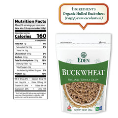 Eden Organic Buckwheat bag side view, sturdy packaging for storage