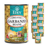 Eden Organic Garbanzo Beans 15oz can front, protein-rich plant-based staple
