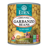 Eden Organic Garbanzo Beans 29 oz can front label showing no-salt option