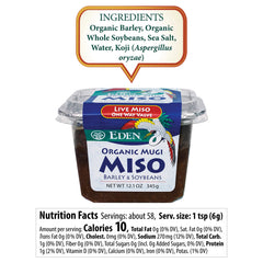 Close-up of Eden Mugi Miso Paste ingredients with barley and soybeans