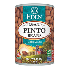 Eden Organic Pinto Beans can, no-salt, versatile pantry staple for soups and bowls.