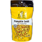 Eden Organic Pumpkin Seeds, dry-roasted with sea salt, a crunchy magnesium-rich snack.