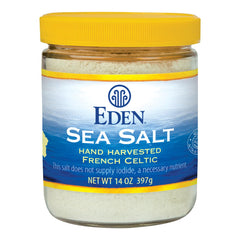 Eden Sea Salt hand-harvested in Brittany stored in a glass jar for premium everyday seasoning.