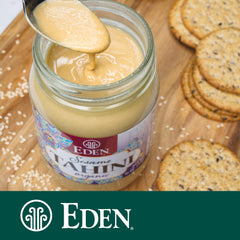 Eden tahini used in hummus and baba ghanoush for creamy results.