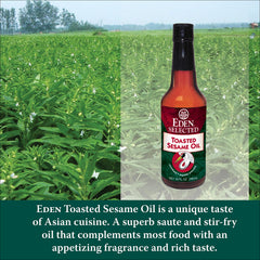 Eden toasted sesame oil amber glass protects aroma and extends freshness.
