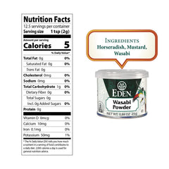Eden Wasabi Powder closeup highlights granular texture ideal for sauces.