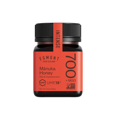 Egmont Honey Manuka bottle front showcases UMF 18+ quality and New Zealand origin.