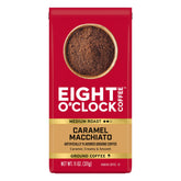 Eight O'Clock Caramel Macchiato ground coffee bag with rich aroma.