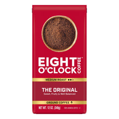 Eight O'Clock Coffee The Original Ground Coffee front pack showcases a balanced medium roast aroma.