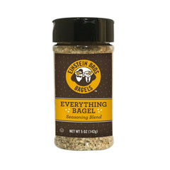 Einstein Bros Everything Bagel Seasoning bottle on pantry shelf for versatile flavor