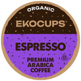 EKOCUPS Organic Espresso Roast Pods deliver a bold, smooth cup with extra coffee per brew.
