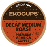 EKOCUPS Organic Swiss Water decaf pod, bold medium roast for anytime enjoyment