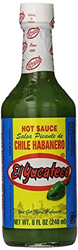 El Yucateco green hot sauce bottle adds bold heat to tacos and marinades.