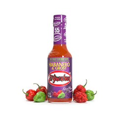 El Yucateco Habanero Ghost Hot Sauce bottle adds ultra-spicy kick to tacos.