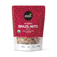 Elan Organic Raw Brazil Nuts in a glass jar showing rich mineral content