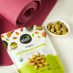 Elan Matcha Almonds with coconut milk glaze visually inviting earthy aroma