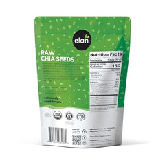 Elan Organic Chia Seeds being poured over oats for a nutritious breakfast