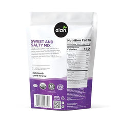 Elan Organic Sweet & Salty Mix packaging highlights organic, gluten-free ingredients.
