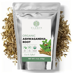 Elanen Naturals ashwagandha root loose leaf for soothing tea infusion