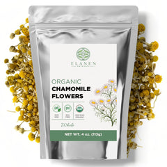Elanen Naturals chamomile flowers dried buds for soothing evening tea