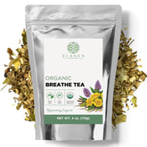 Elanen Naturals Breathe Tea packaging highlighting organic seal and label.