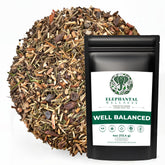 Elephantal Wellness Premium Well Balanced Tea brew, a soothing cup for steady focus and calm energy