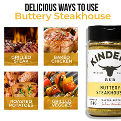 Closeup of steak crust enhanced by Kinders Buttery Steakhouse rub.