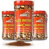 ELITE Instant Coffee 12-pack box on kitchen shelf, convenient pantry staple.