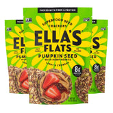 Ella's Flats pumpkin seed hemp crackers showcase a savory crunch ideal for snacking