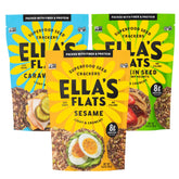 Ella's Flats Variety 3 Pack packaging showcases all-natural seeds for a convenient snack.