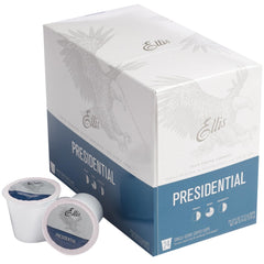 Ellis Coffee Presidential Light Roast pods box front for quick morning brew